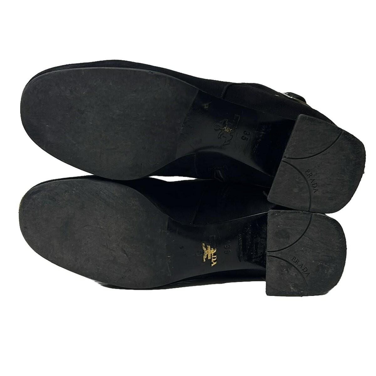 PRADA Short Boots Shoes EU 35 US 5 Suede Black Authentic