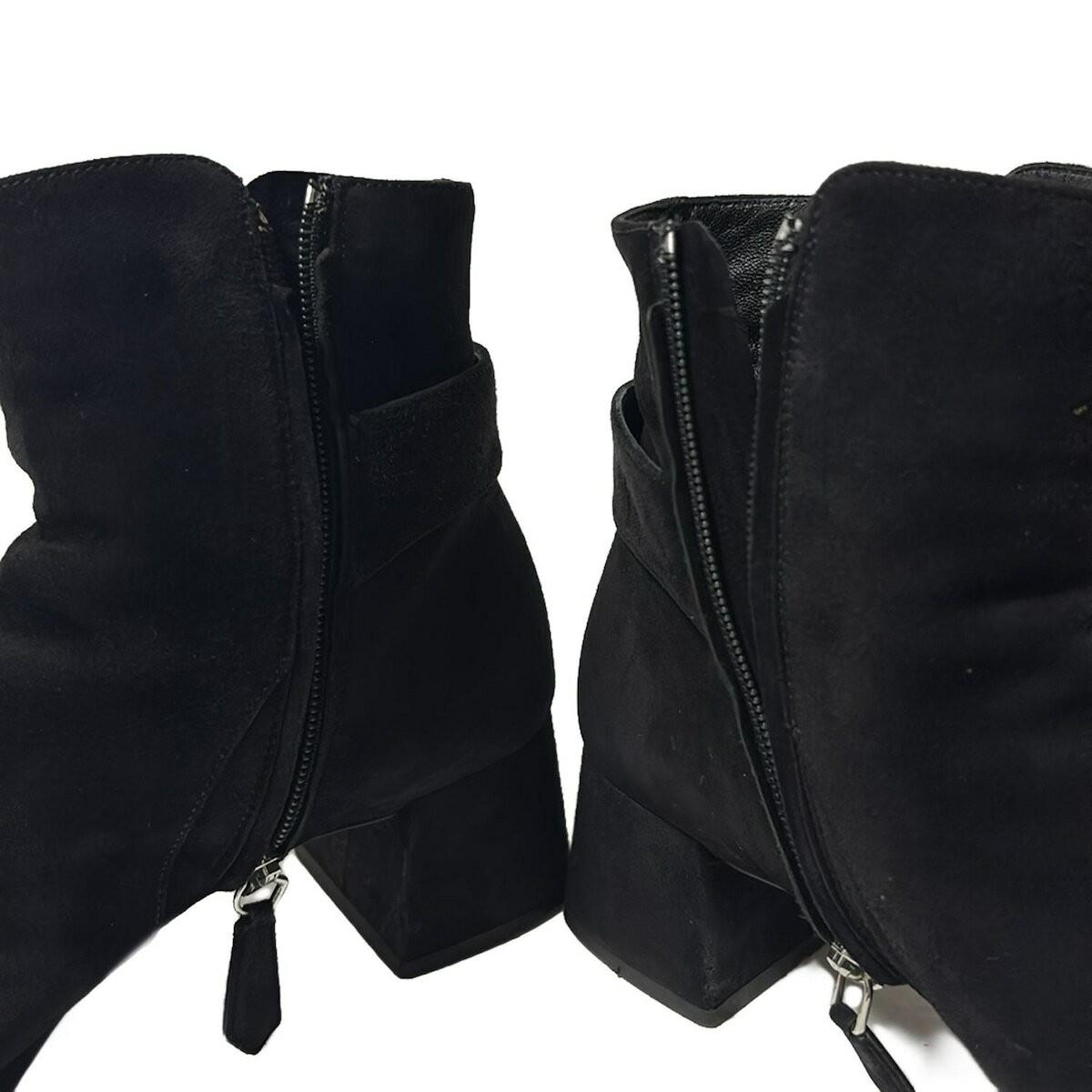 PRADA Short Boots Shoes EU 35 US 5 Suede Black Authentic