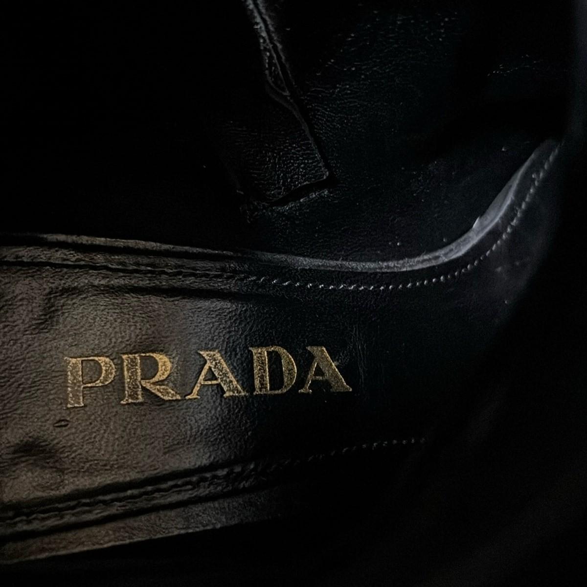PRADA Short Boots Shoes EU 35 US 5 Suede Black Authentic
