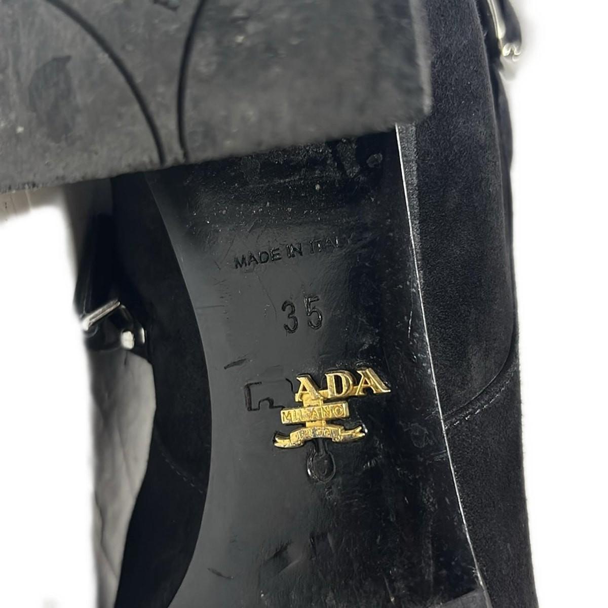 PRADA Short Boots Shoes EU 35 US 5 Suede Black Authentic