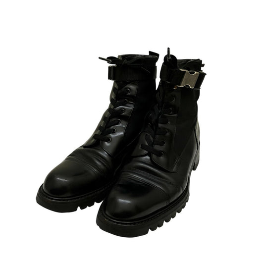PRADA Short Boots Shoes EU 38 US 8 Leather Black Authentic