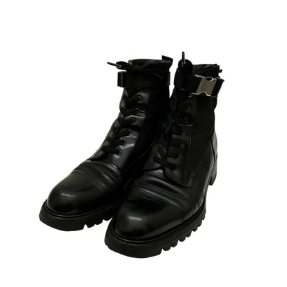 PRADA Short Boots Shoes EU 38 US 8 Leather Black Authentic