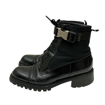 PRADA Short Boots Shoes EU 38 US 8 Leather Black Authentic