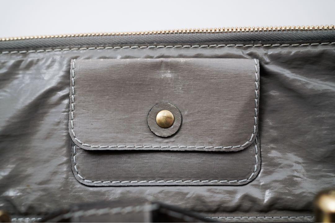 Chloe Hand Bag Tote Purse Canvas Leather Gray Authentic