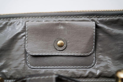 Chloe Hand Bag Tote Purse Canvas Leather Gray Authentic