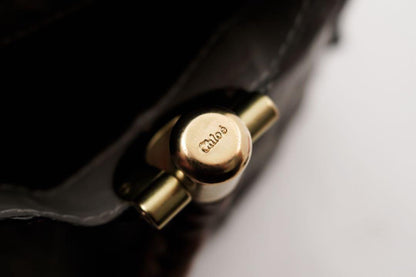 Chloe Hand Bag Tote Purse Canvas Leather Gray Authentic