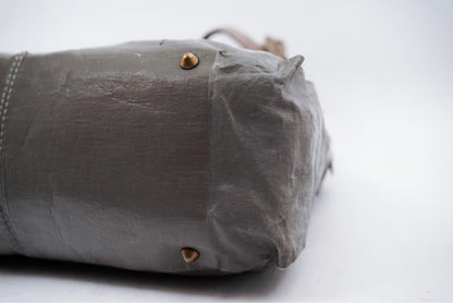 Chloe Hand Bag Tote Purse Canvas Leather Gray Authentic