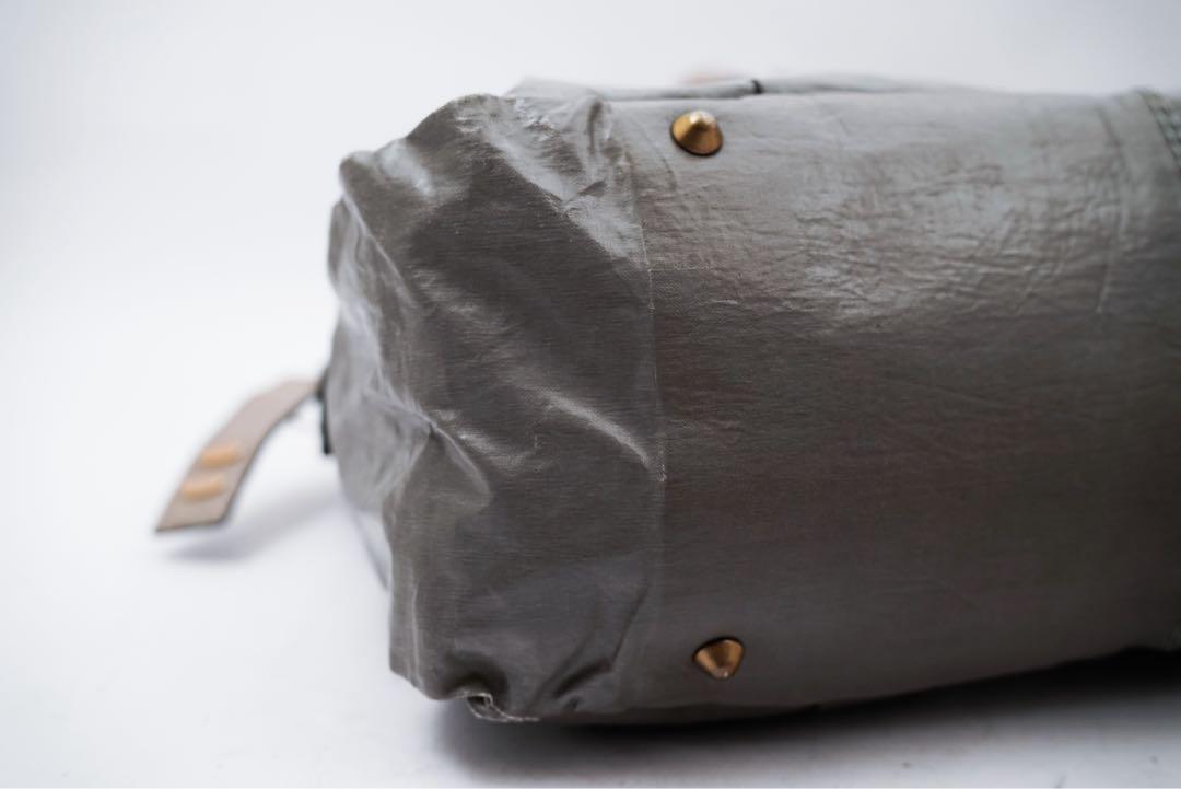 Chloe Hand Bag Tote Purse Canvas Leather Gray Authentic