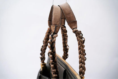 Chloe Hand Bag Tote Purse Canvas Leather Gray Authentic