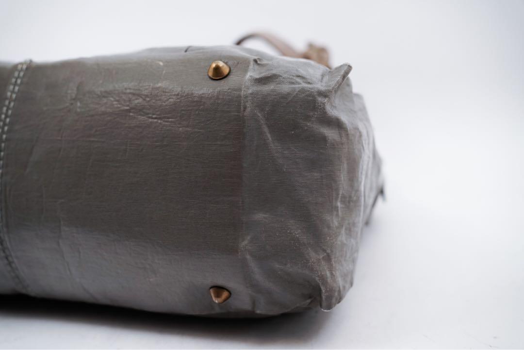 Chloe Hand Bag Tote Purse Canvas Leather Gray Authentic