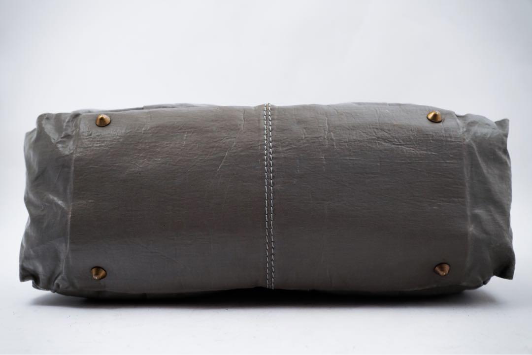 Chloe Hand Bag Tote Purse Canvas Leather Gray Authentic