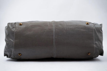 Chloe Hand Bag Tote Purse Canvas Leather Gray Authentic