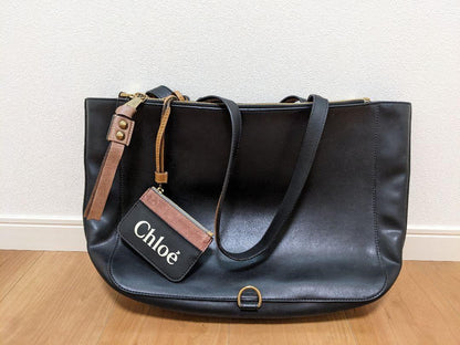 Chloe Hand Bag Tote Purse SAM Leather Black Authentic