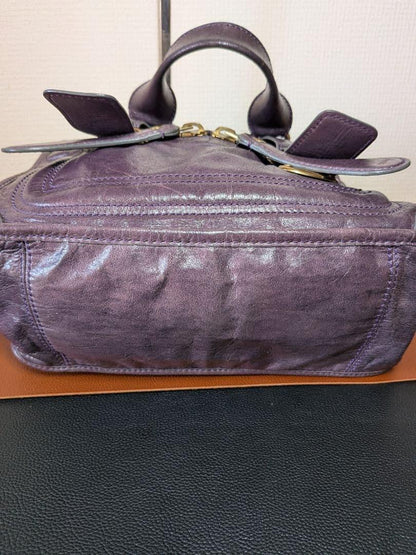 Chloe Hand Bag Tote Purse Bay Leather Purple Authentic