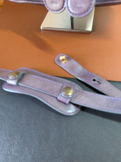Chloe Hand Bag Tote Purse Bay Leather Purple Authentic