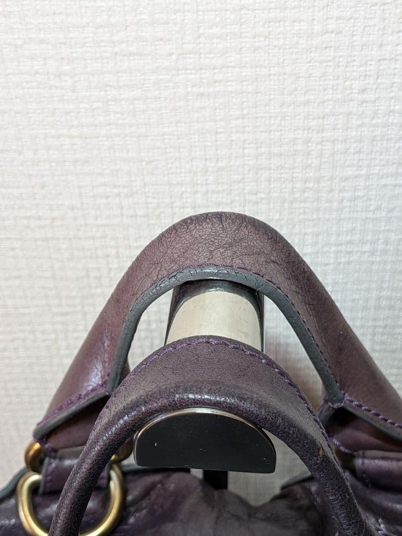 Chloe Hand Bag Tote Purse Bay Leather Purple Authentic