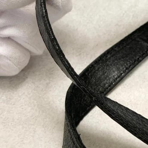 FENDI Bag FF Hand Tote Purse Leather Black Silver Women's Used Authentic