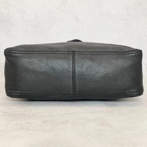 FENDI Bag FF Hand Tote Purse Leather Black Silver Women's Used Authentic