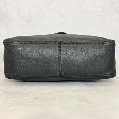 FENDI Bag FF Hand Tote Purse Leather Black Silver Women's Used Authentic