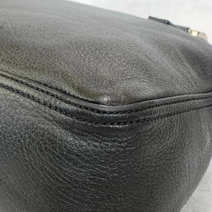 FENDI Bag FF Hand Tote Purse Leather Black Silver Women's Used Authentic