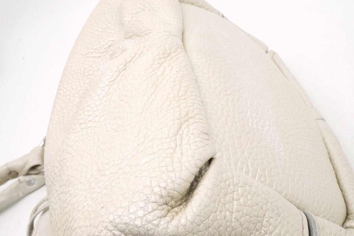 CELINE Hand Shoulder Bag Tote Purse Leather White Authentic