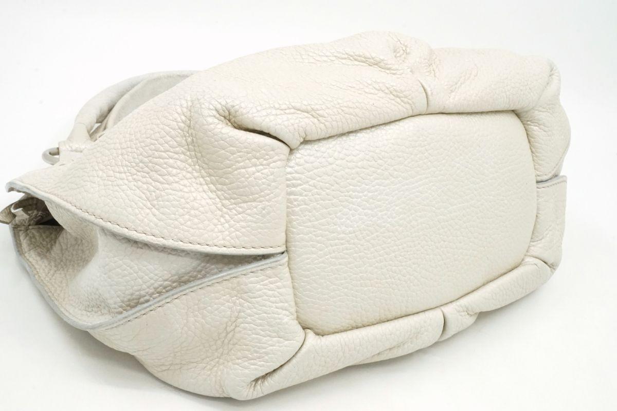 CELINE Hand Shoulder Bag Tote Purse Leather White Authentic