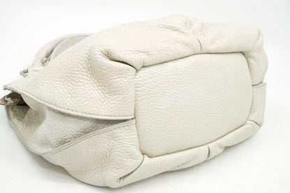 CELINE Hand Shoulder Bag Tote Purse Leather White Authentic