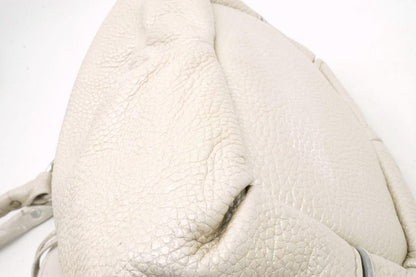 CELINE Hand Shoulder Bag Tote Purse Leather White Authentic