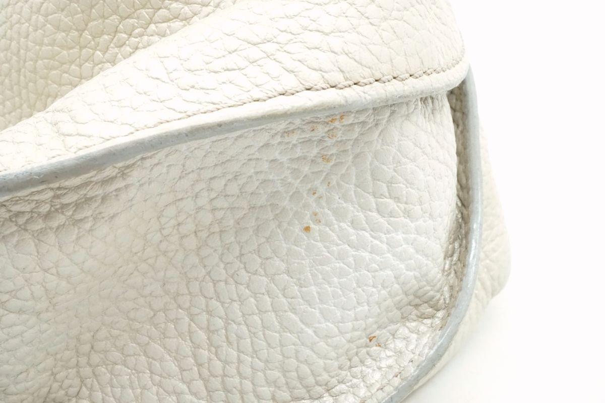 CELINE Hand Shoulder Bag Tote Purse Leather White Authentic