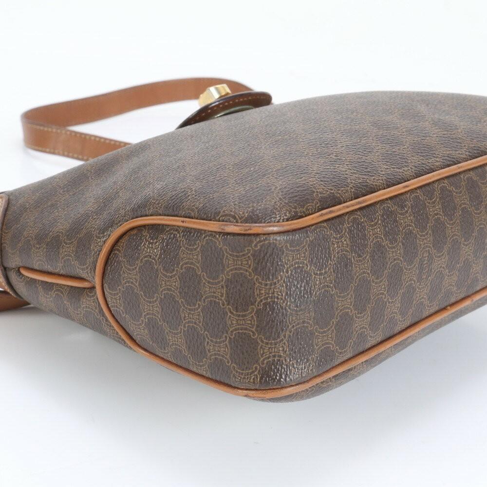 CELINE Shoulder Bag Purse Macadam PVC Leather Coated Canvas Brown Authentic