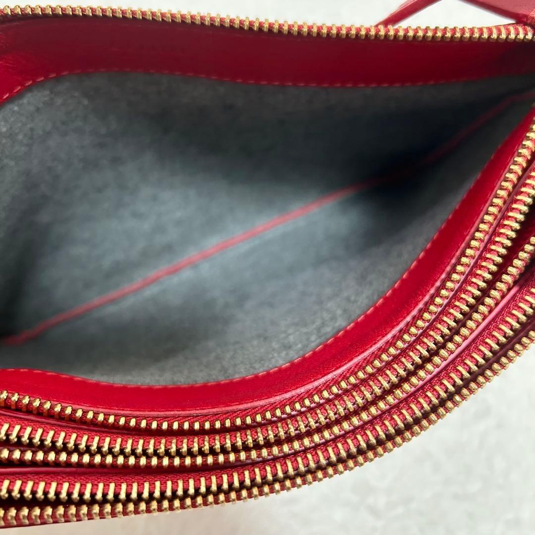 CELINE Shoulder Bag Purse Leather Red Authentic