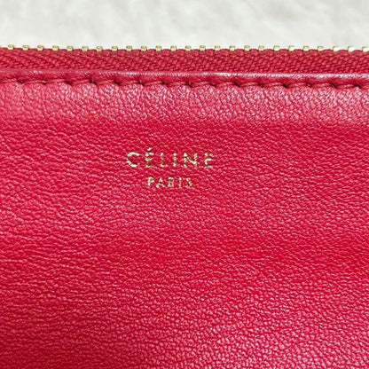 CELINE Shoulder Bag Purse Leather Red Authentic