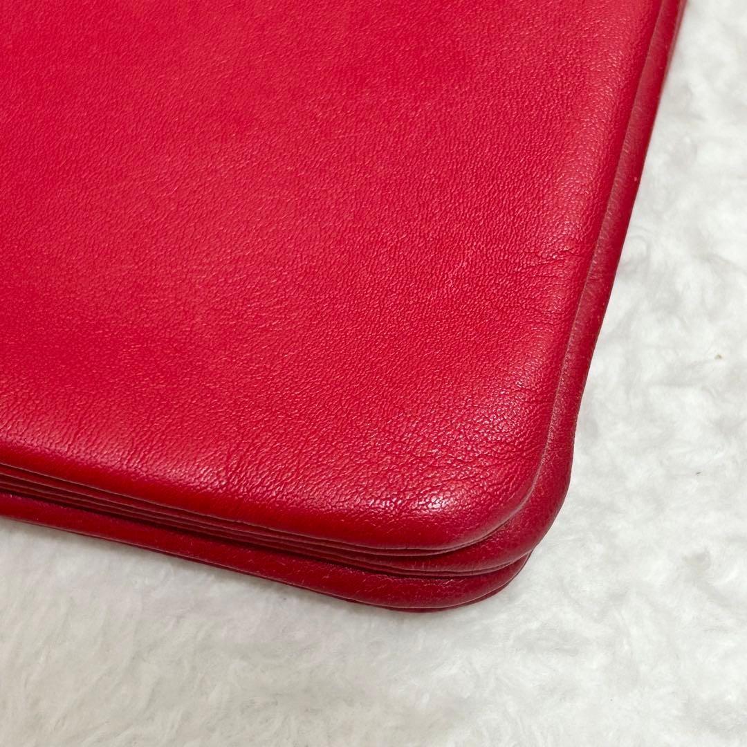 CELINE Shoulder Bag Purse Leather Red Authentic