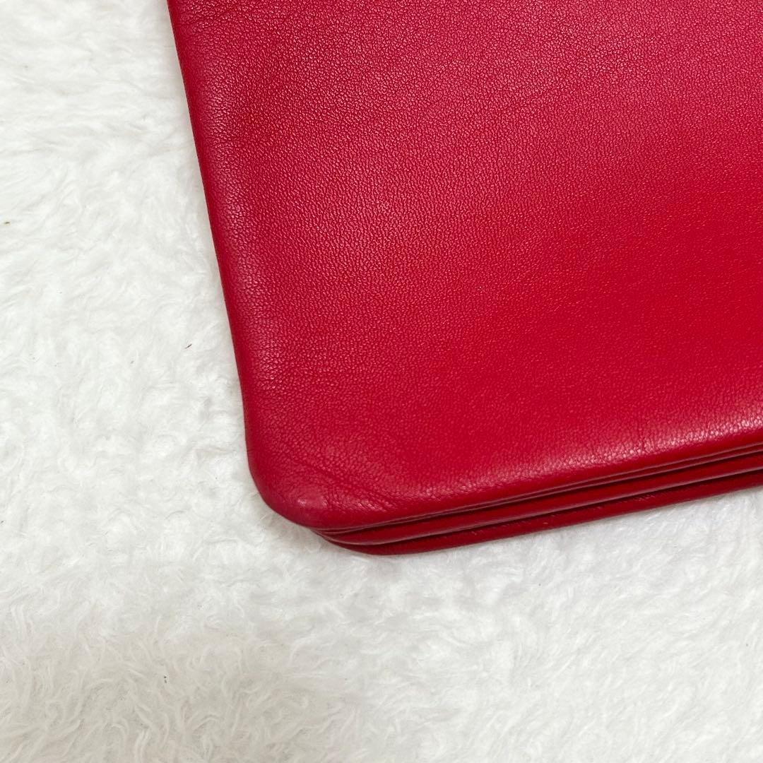 CELINE Shoulder Bag Purse Leather Red Authentic