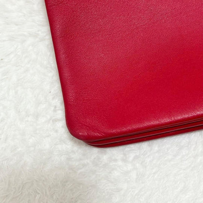 CELINE Shoulder Bag Purse Leather Red Authentic