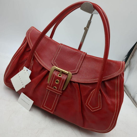 CELINE Hand Bag Tote Purse Red Authentic