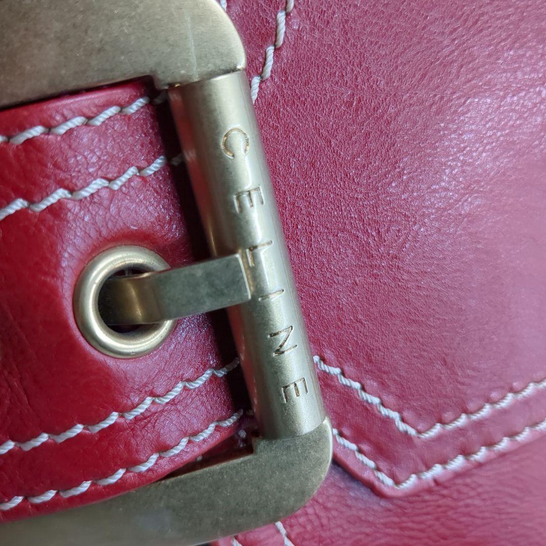 CELINE Hand Bag Tote Purse Red Authentic