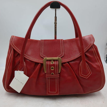 CELINE Hand Bag Tote Purse Red Authentic
