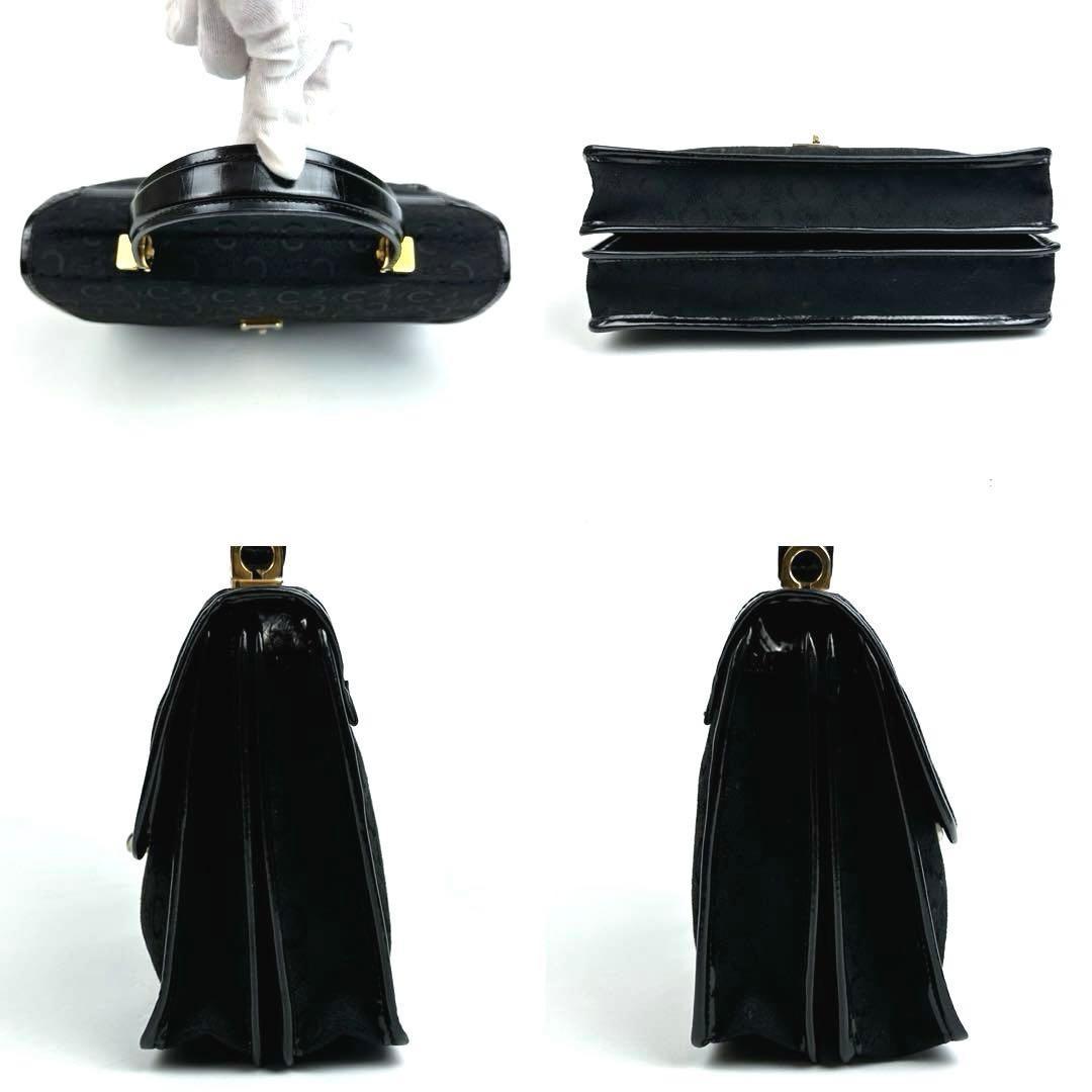 CELINE Hand Bag Tote Purse C Macadam Canvas Leather Black Authentic