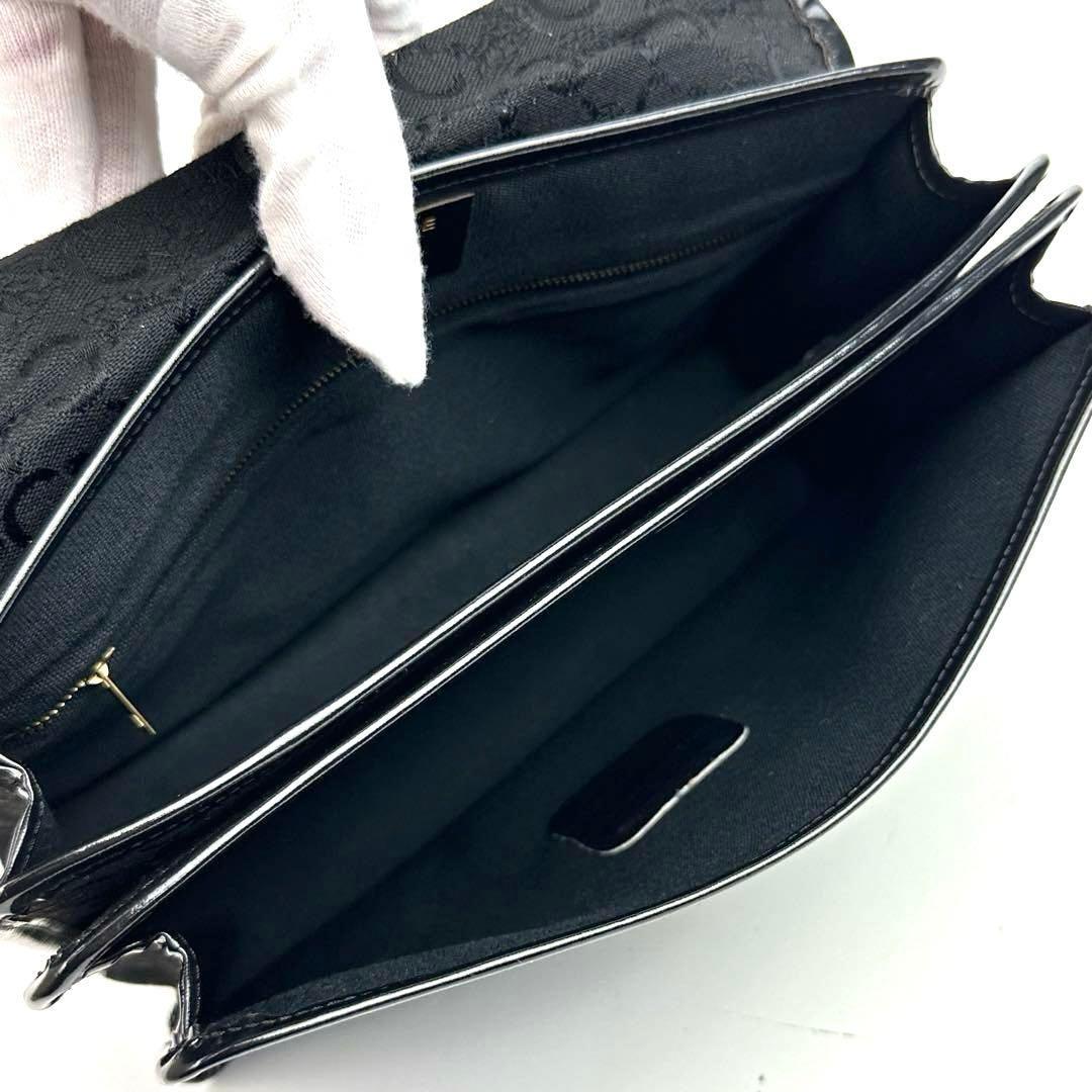 CELINE Hand Bag Tote Purse C Macadam Canvas Leather Black Authentic