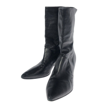PRADA short western heel Boots Shoes EU 37.5 US 7.5 Black Authentic