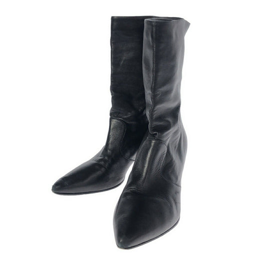 PRADA short western heel Boots Shoes EU 37.5 US 7.5 Black Authentic