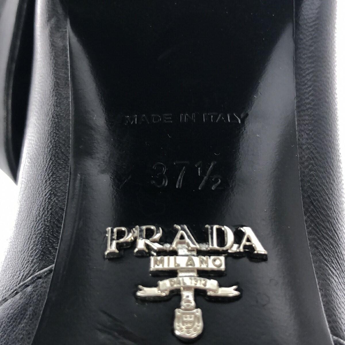 PRADA short western heel Boots Shoes EU 37.5 US 7.5 Black Authentic