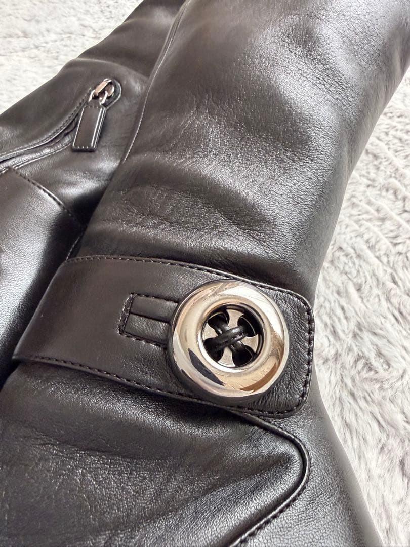 PRADA Long Boots Shoes EU 36.5 US 6.5 Leather Black Authentic