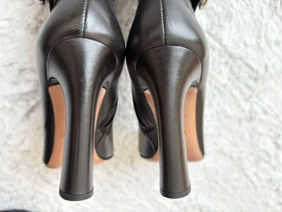 PRADA Long Boots Shoes EU 36.5 US 6.5 Leather Black Authentic