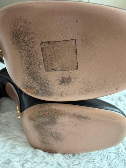 PRADA Long Boots Shoes EU 36.5 US 6.5 Leather Black Authentic