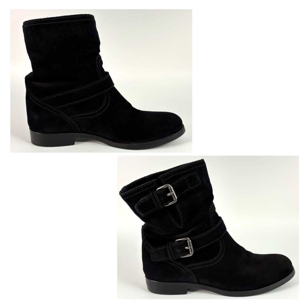 PRADA engineer Short Boots Shoes EU 36 US 6 Suede Black Authentic