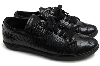 PRADA Sneakers Shoes Low-Cut EU 36.5 US 6.5 Patent Leather Black Authentic