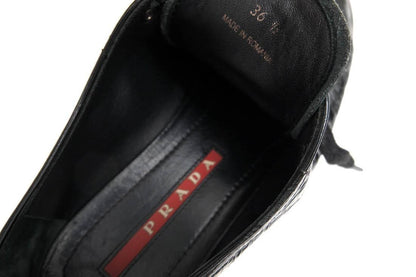 PRADA Sneakers Shoes Low-Cut EU 36.5 US 6.5 Patent Leather Black Authentic