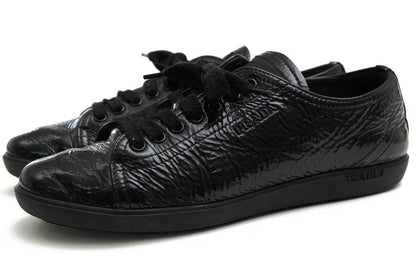 PRADA Sneakers Shoes Low-Cut EU 36.5 US 6.5 Patent Leather Black Authentic